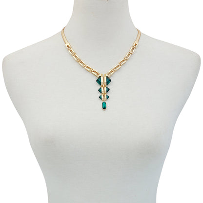 Vince Camuto Goldtone Tri Blue Zircon Stone Drop Pendant Necklace