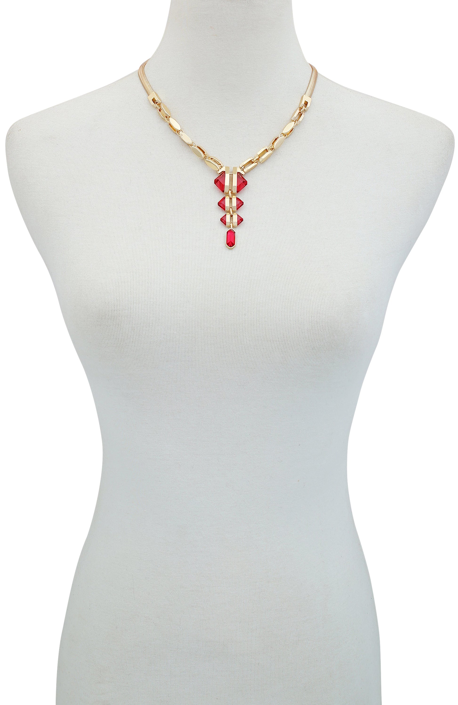 Vince Camuto Goldtone Tri Rose Stone Drop Pendant Necklace