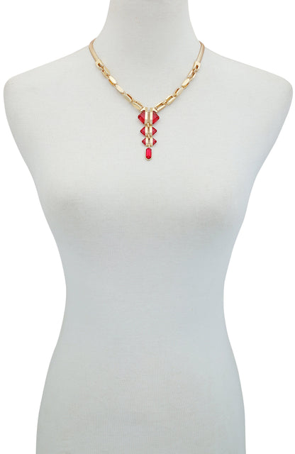 Vince Camuto Goldtone Tri Rose Stone Drop Pendant Necklace