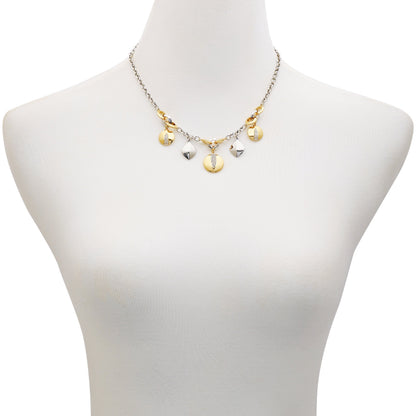 Vince Camuto Two Tone Gilded Leaf Charm Short Statement Necklace