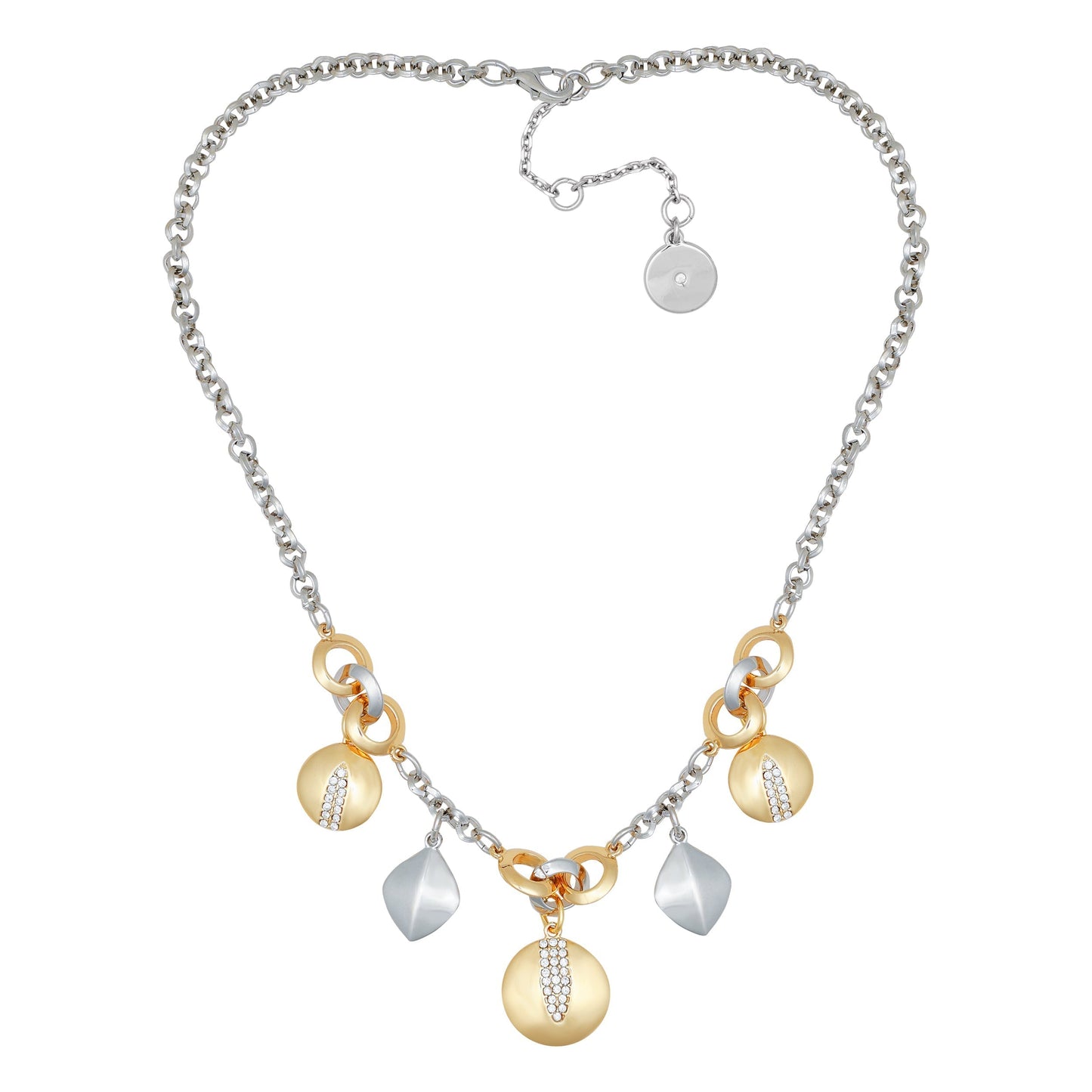 Vince Camuto Two Tone Gilded Leaf Charm Short Statement Necklace
