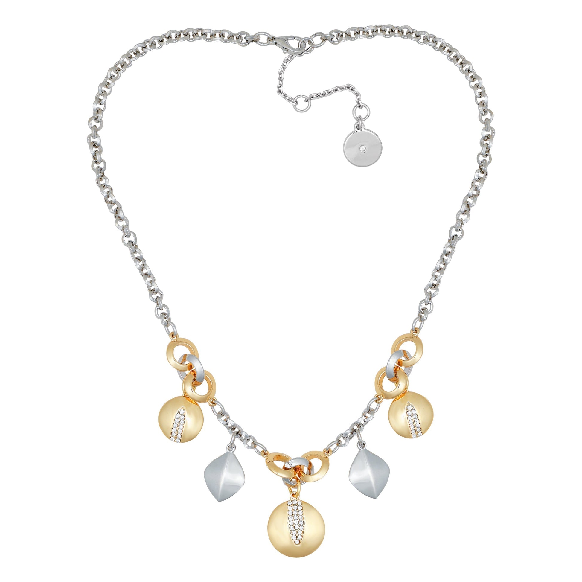 Vince Camuto Two Tone Gilded Leaf Charm Short Statement Necklace