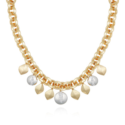 Vince Camuto Two Tone Gilded Leaf Charm Statement Necklace