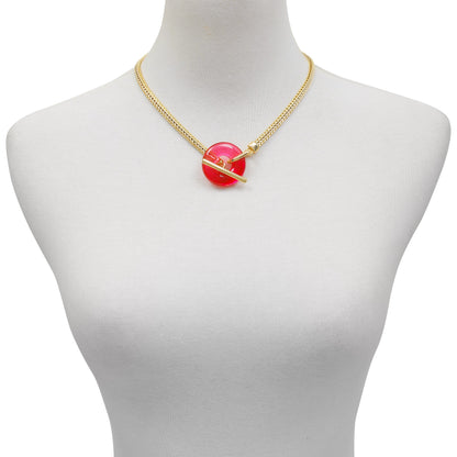 Vince Camuto Goldtone Pink Candy Stone Snake Chain Necklace