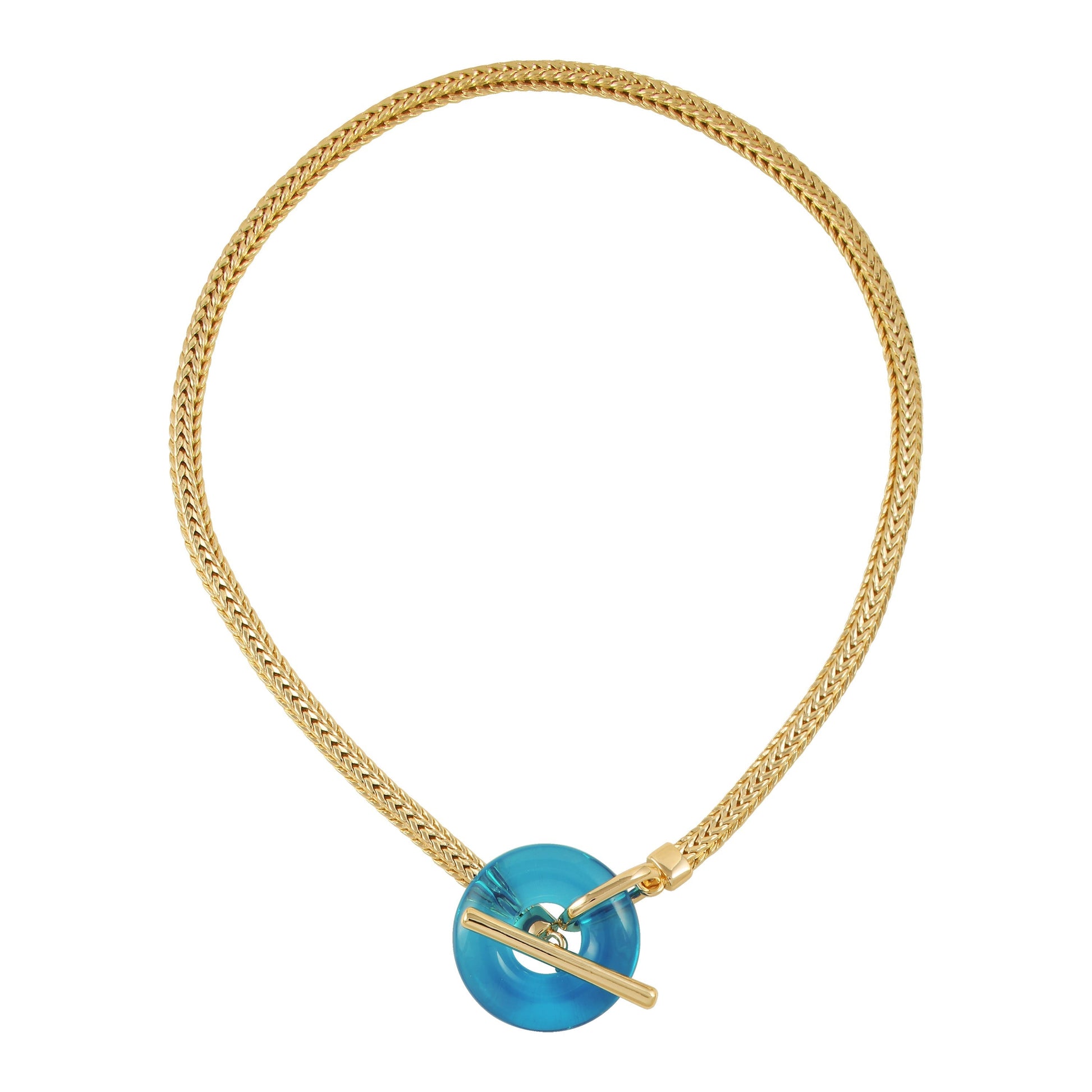 Vince Camuto Goldtone Blue Candy Stone Snake Chain Necklace