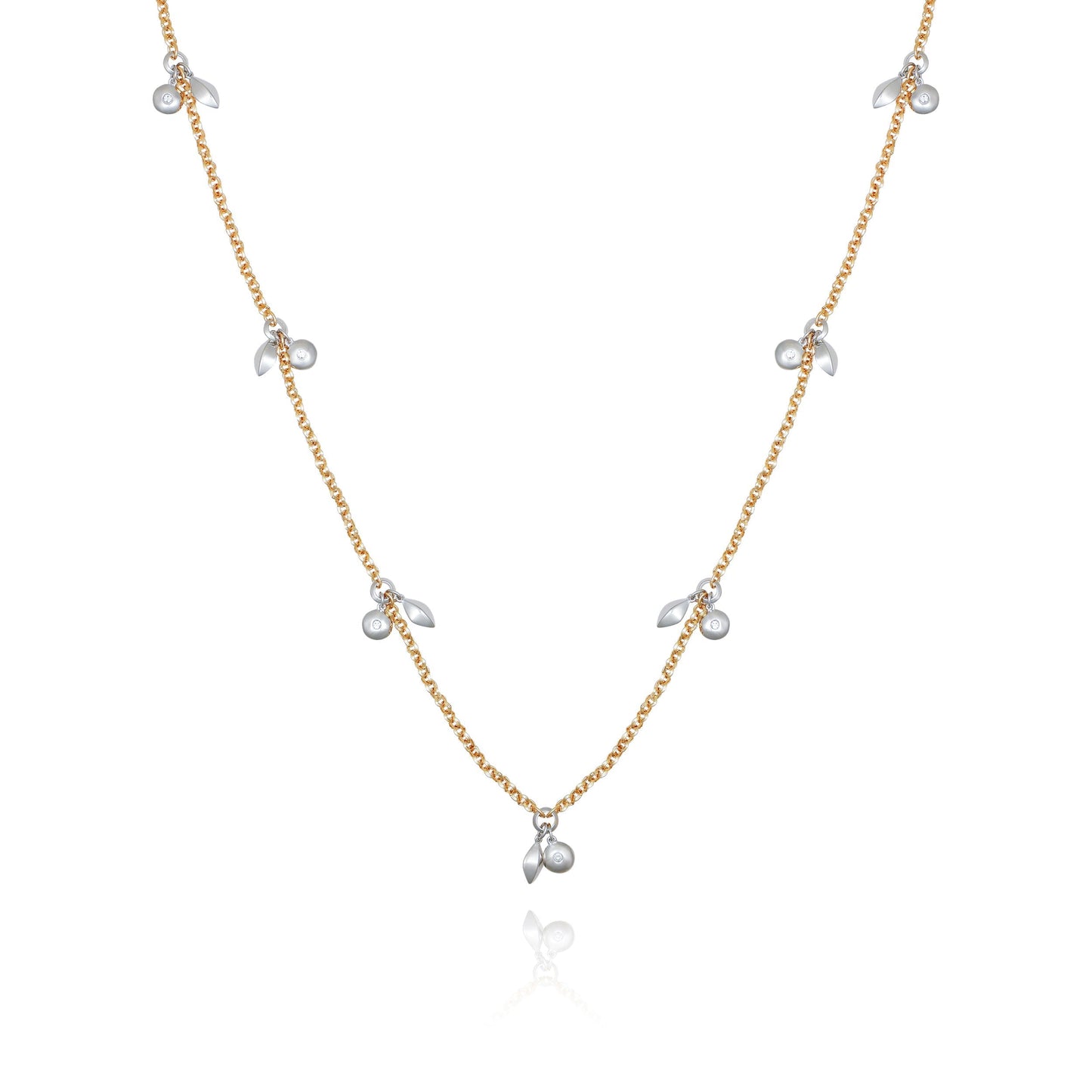Vince Camuto Two Tone Gilded Leaf Long Necklace