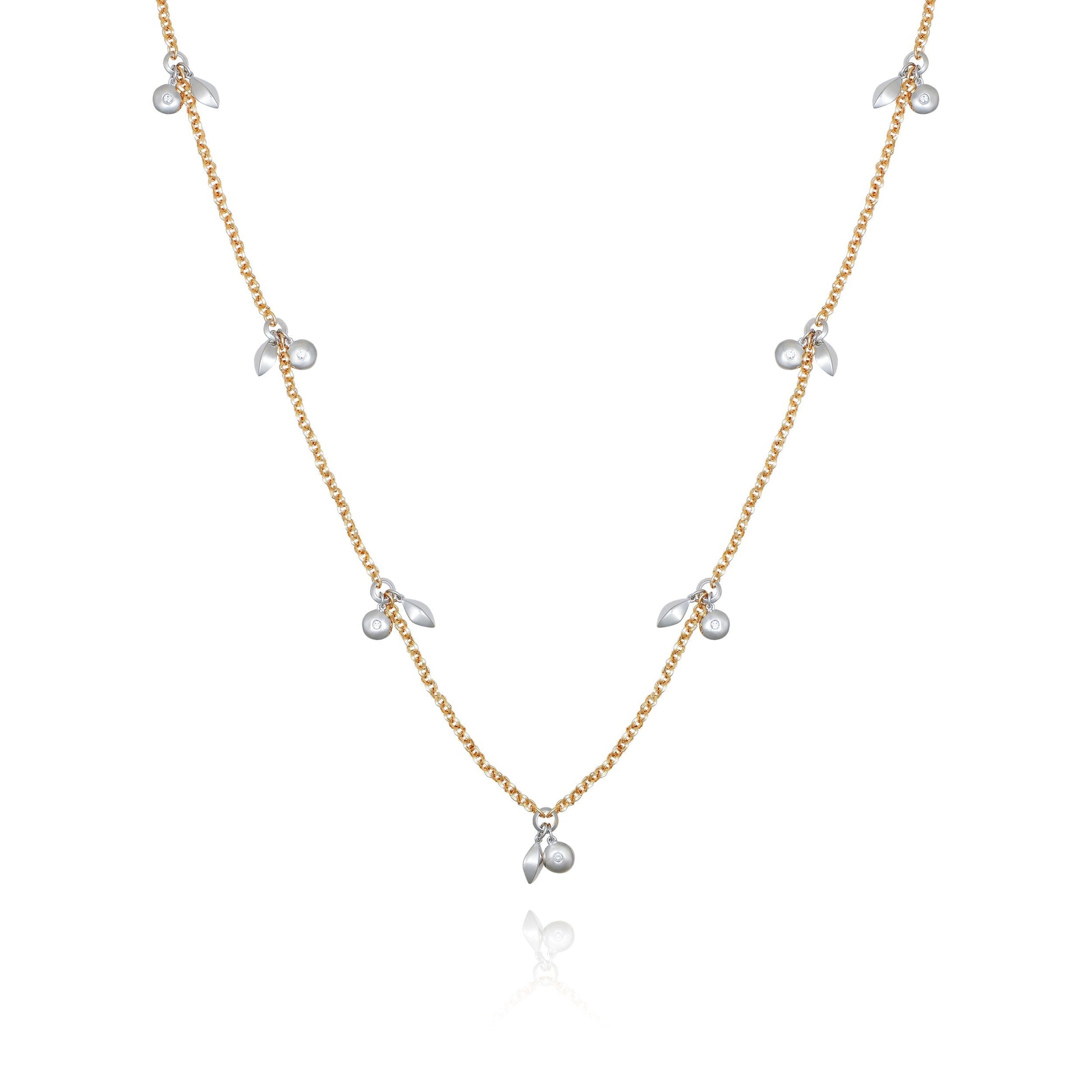 Vince Camuto Two Tone Gilded Leaf Long Necklace