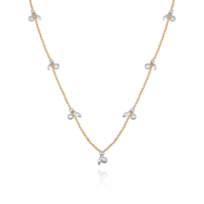 Vince Camuto Two Tone Gilded Leaf Long Necklace