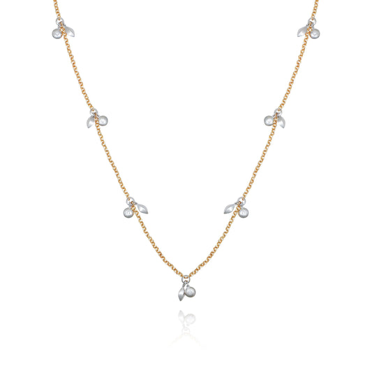 Vince Camuto Two Tone Gilded Leaf Long Necklace
