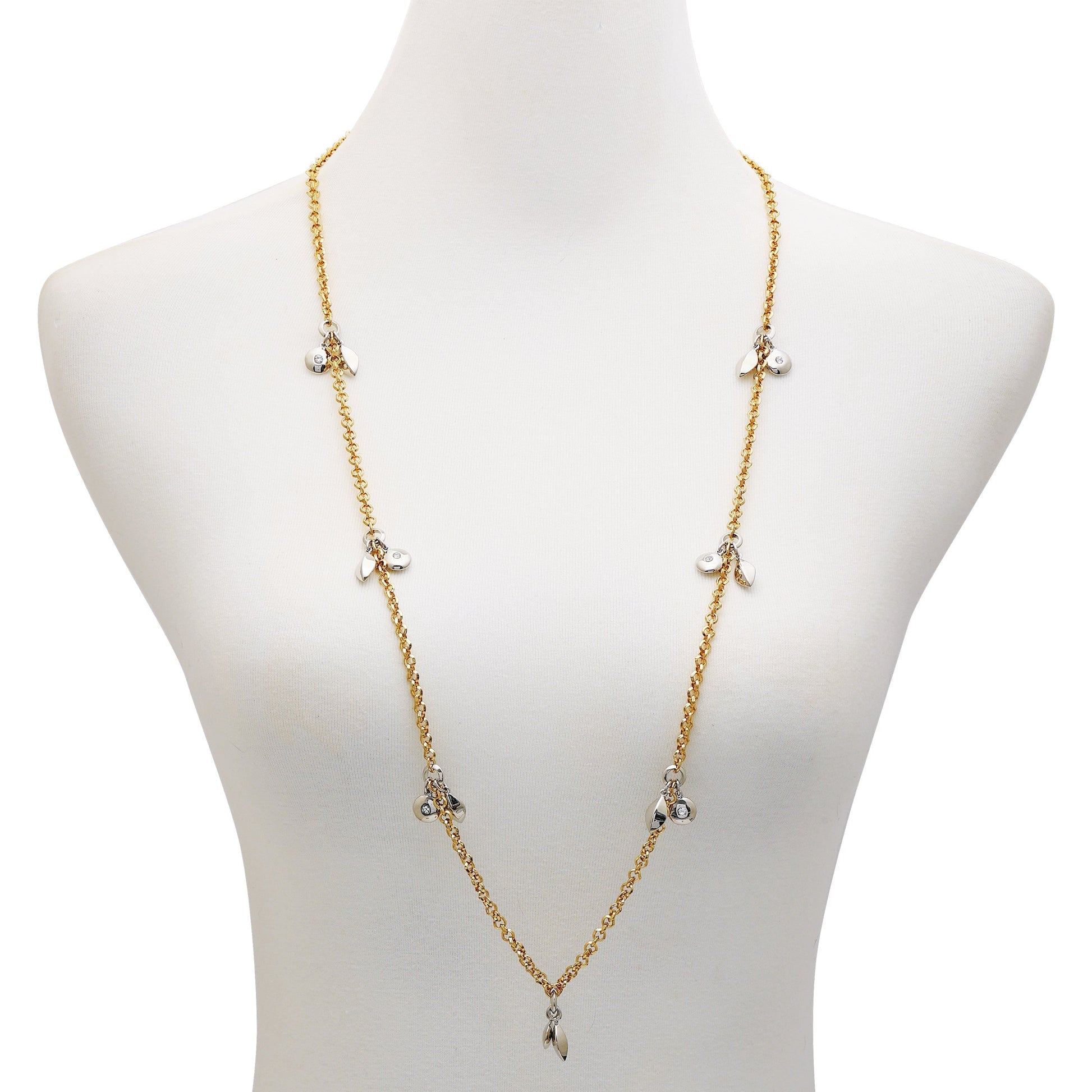 Vince Camuto Two Tone Gilded Leaf Long Necklace