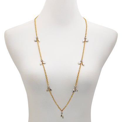 Vince Camuto Two Tone Gilded Leaf Long Necklace