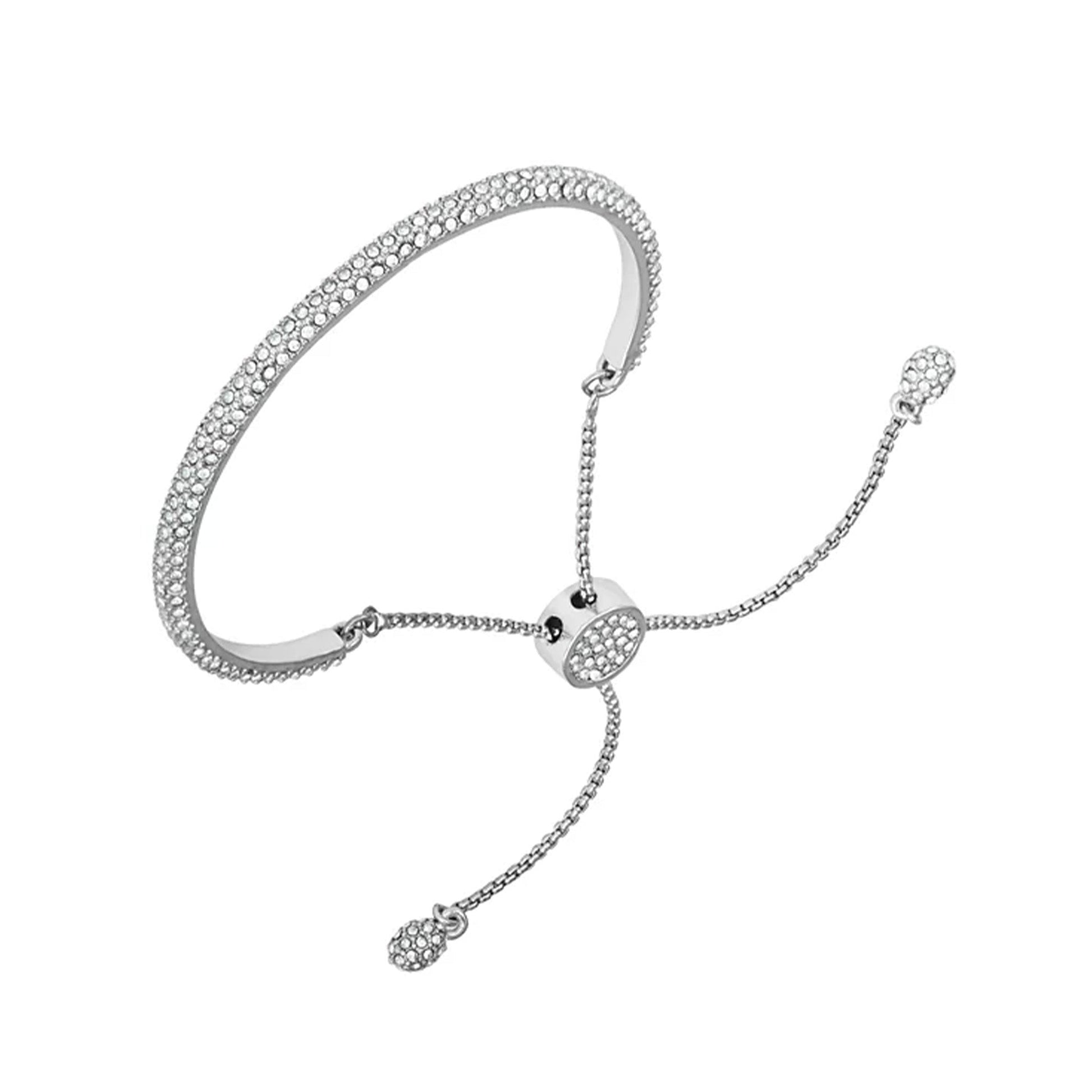 Vince Camuto Silvertone Pave Crystal Stone Slider Bracelet