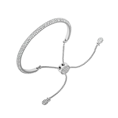 Vince Camuto Silvertone Pave Crystal Stone Slider Bracelet