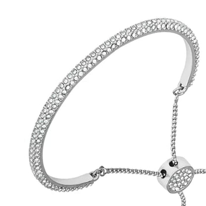 Vince Camuto Silvertone Pave Crystal Stone Slider Bracelet