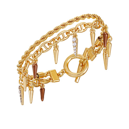 Vince Camuto Crystal And Gold Tone Multi Strand Bracelet