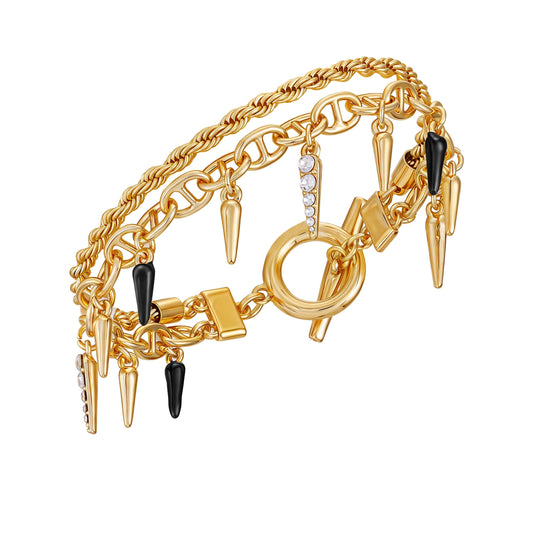 Vince Camuto Crystal And Gold Tone Multi Strand Bracelet