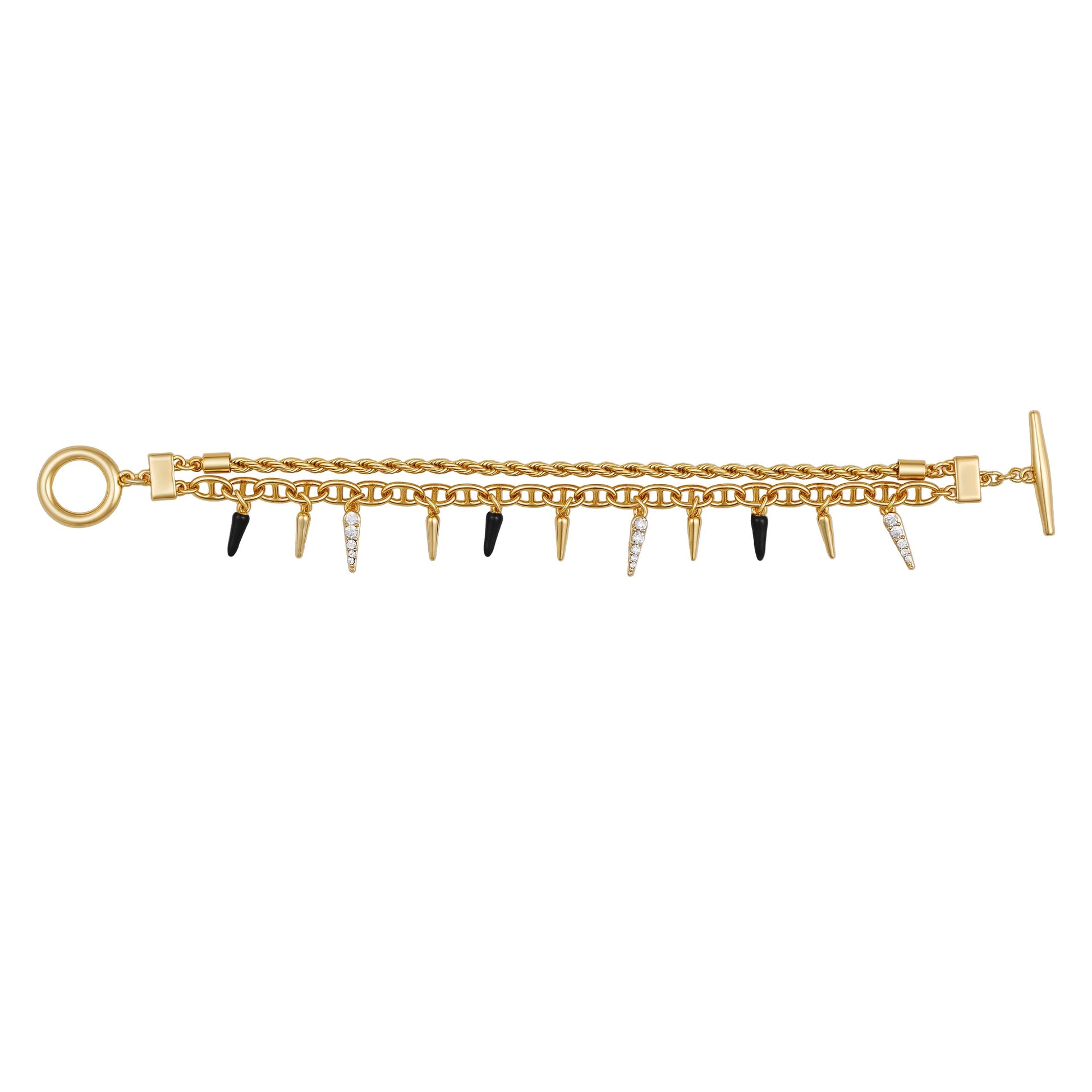 Vince Camuto Crystal And Gold Tone Multi Strand Bracelet