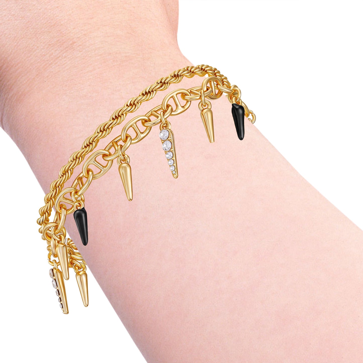 Vince Camuto Crystal And Gold Tone Multi Strand Bracelet