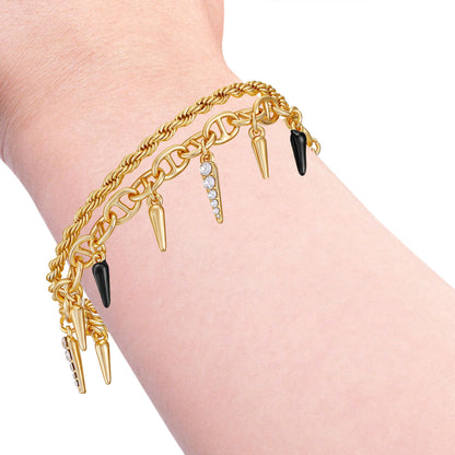 Vince Camuto Crystal And Gold Tone Multi Strand Bracelet