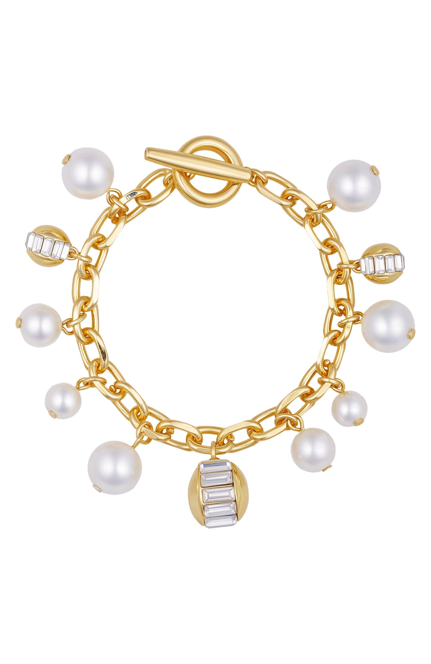 Vince Camuto Goldtone Pearl Crystal Charm Bracelet