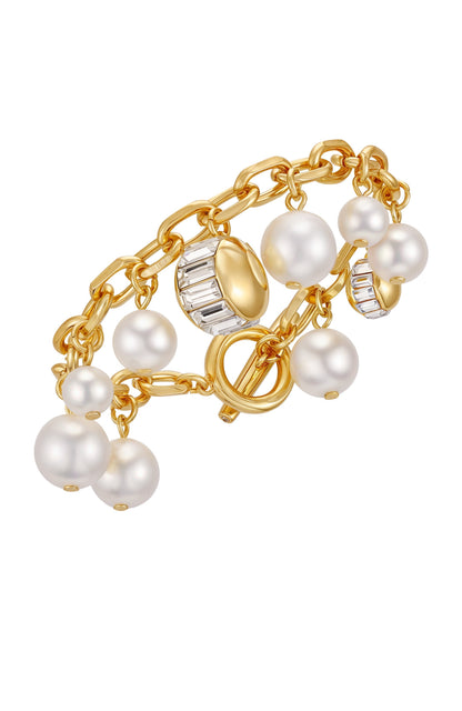 Vince Camuto Goldtone Pearl Crystal Charm Bracelet