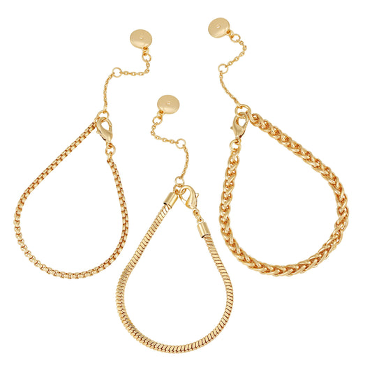 Vince Camuto Goldtone 3 Piece Mixed Chain Bracelet Set