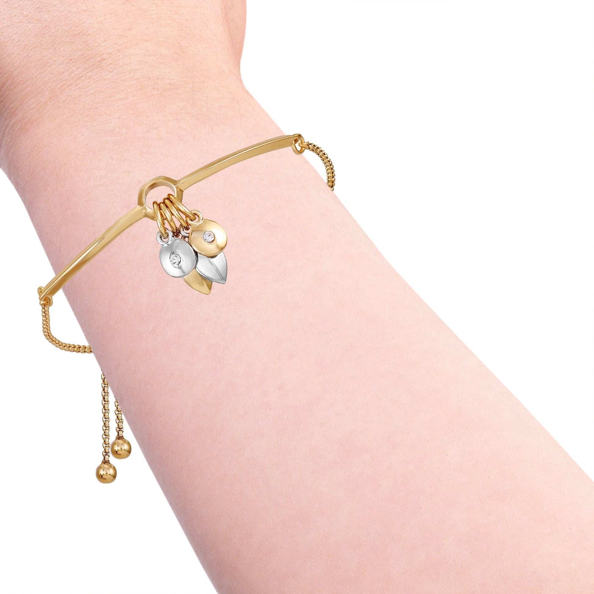Vince Camuto Goldtone Gilded Leaf Charm Slider Bracelet