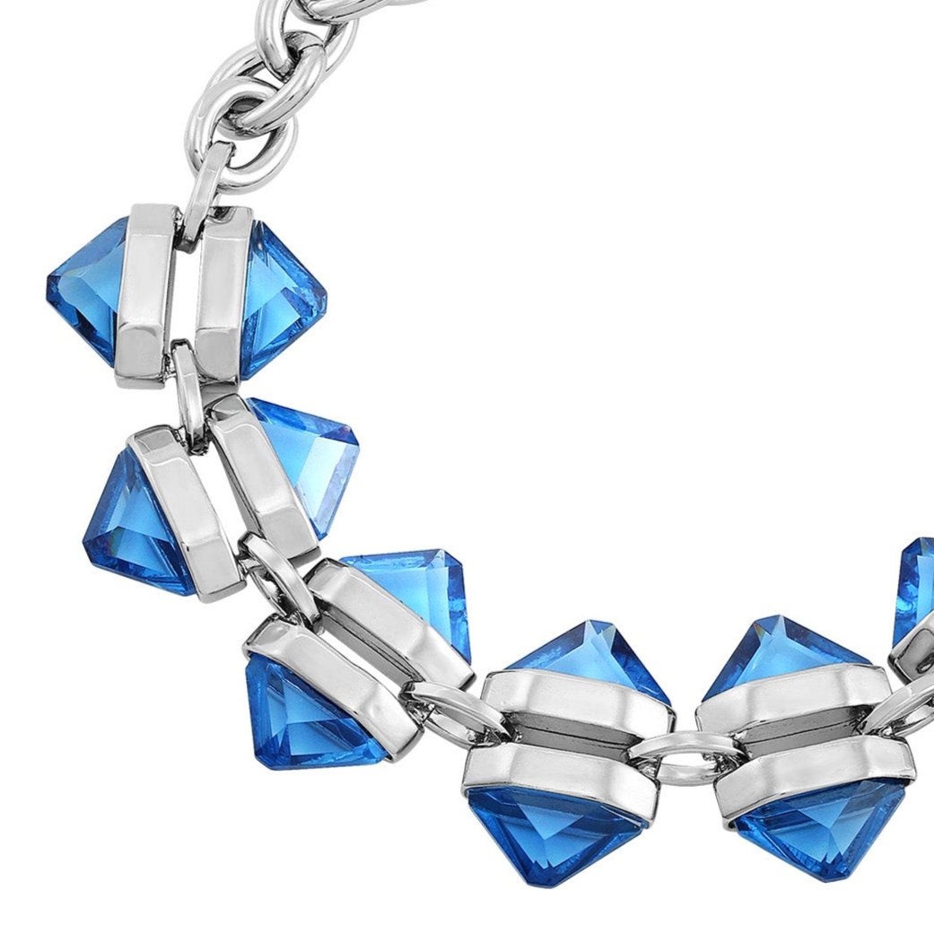 Vince Camuto Silvertone Blue Stone Cable Chain Bracelet