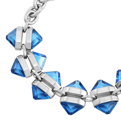 Vince Camuto Silvertone Blue Stone Cable Chain Bracelet